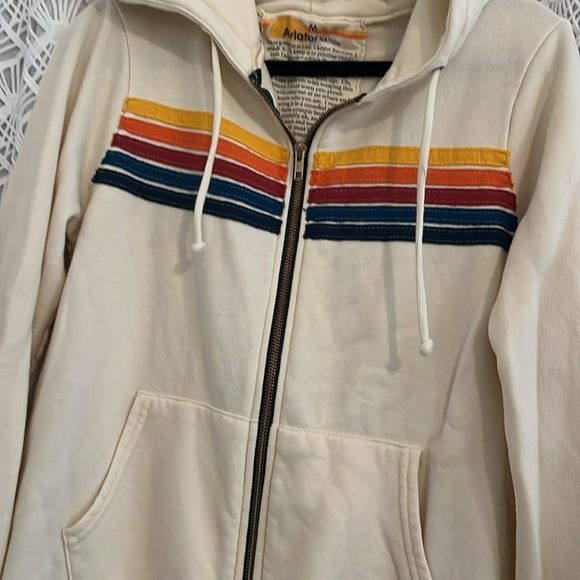 Aviator Nation 5 Stripe Zipper Hoodie size Medium - Picture 8 of 9